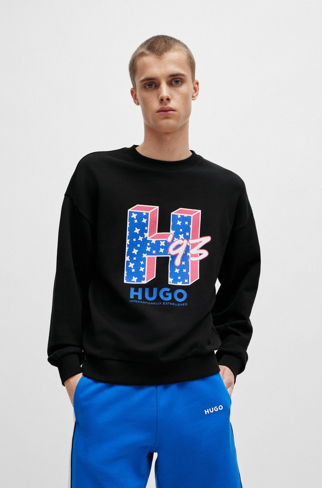 HUGO BLUE Regular Fit Sweatshirts in Cotton - NEASYO 10231445 01-50513437- Concorde Fashion#color_black-001
