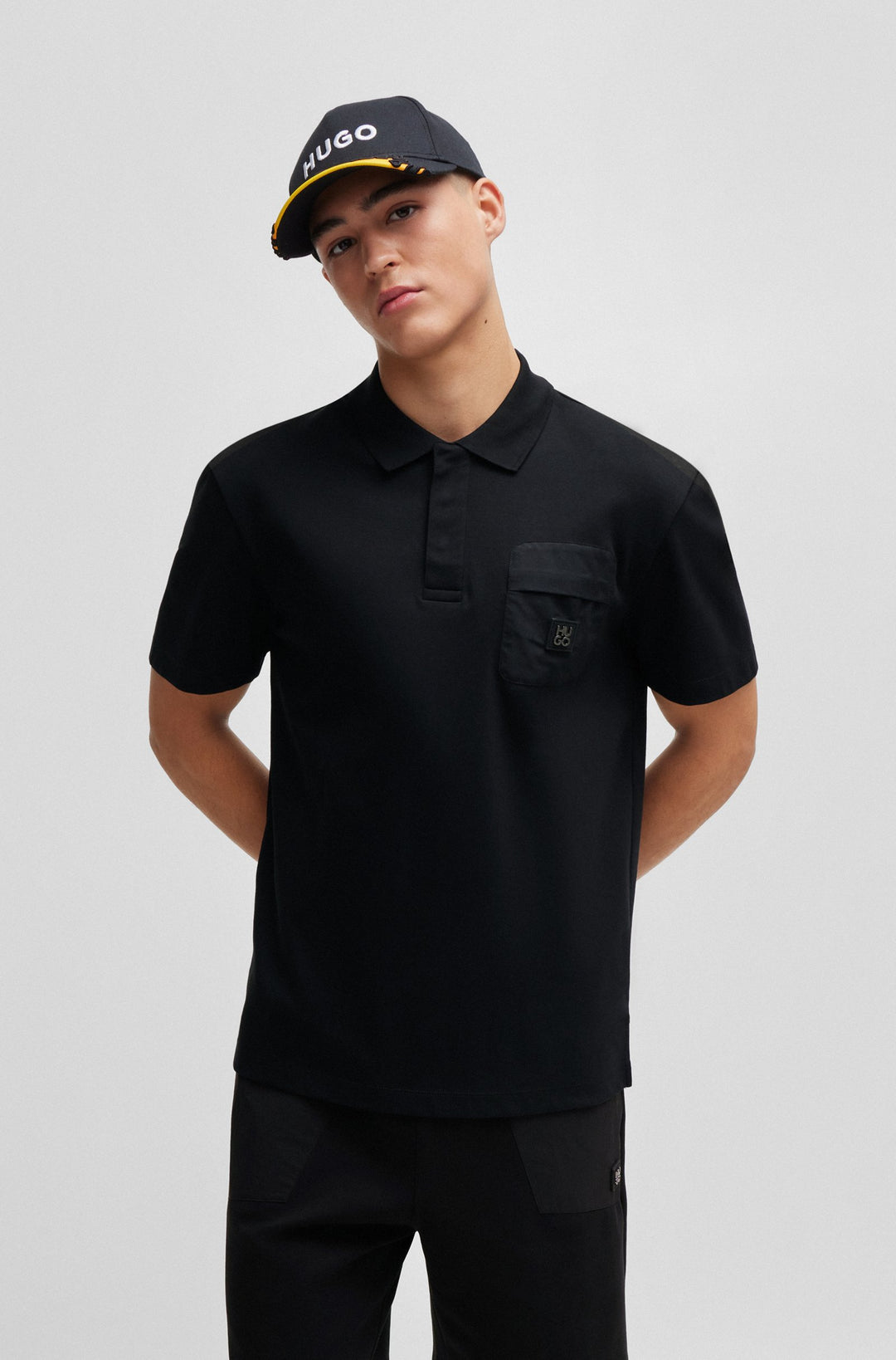 HUGO Regular Fit Polos in Cotton - DOMER 10231453 01-50504861- Concorde Fashion#color_black-001
