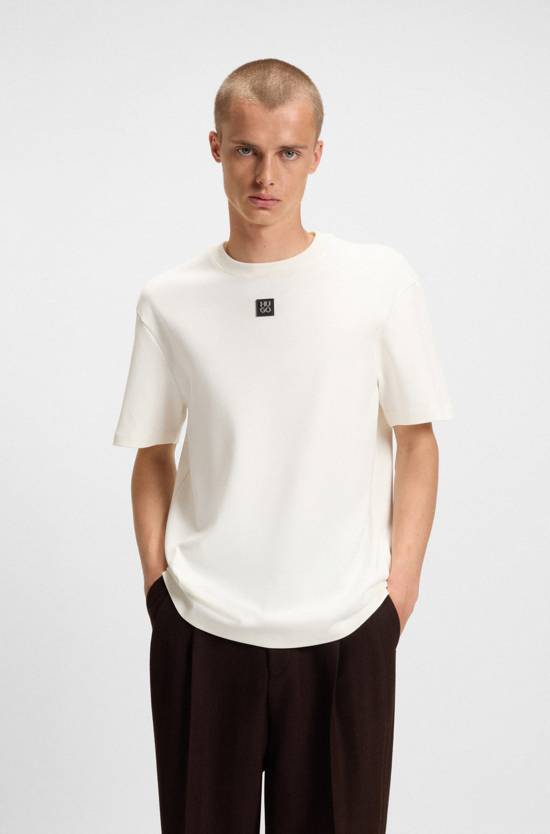 HUGO T-Shirts Regular Fit in Cotton - DALILE 10231453 01-50505201- Concorde Fashion#color_white-103
