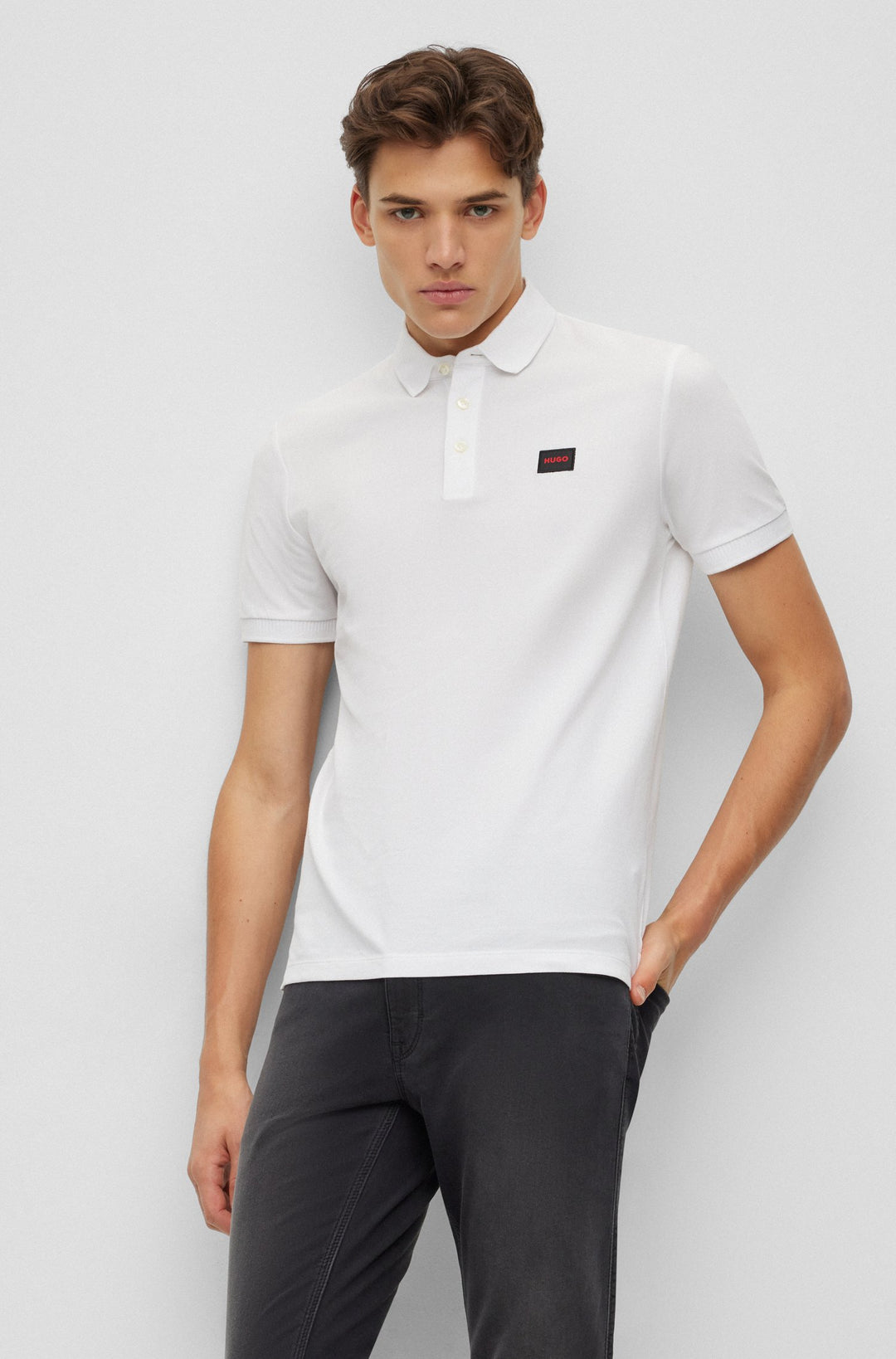 HUGO Slim Fit Polos in Cotton - DERESO232 10231467 01-50490770- Concorde Fashion#color_white-127