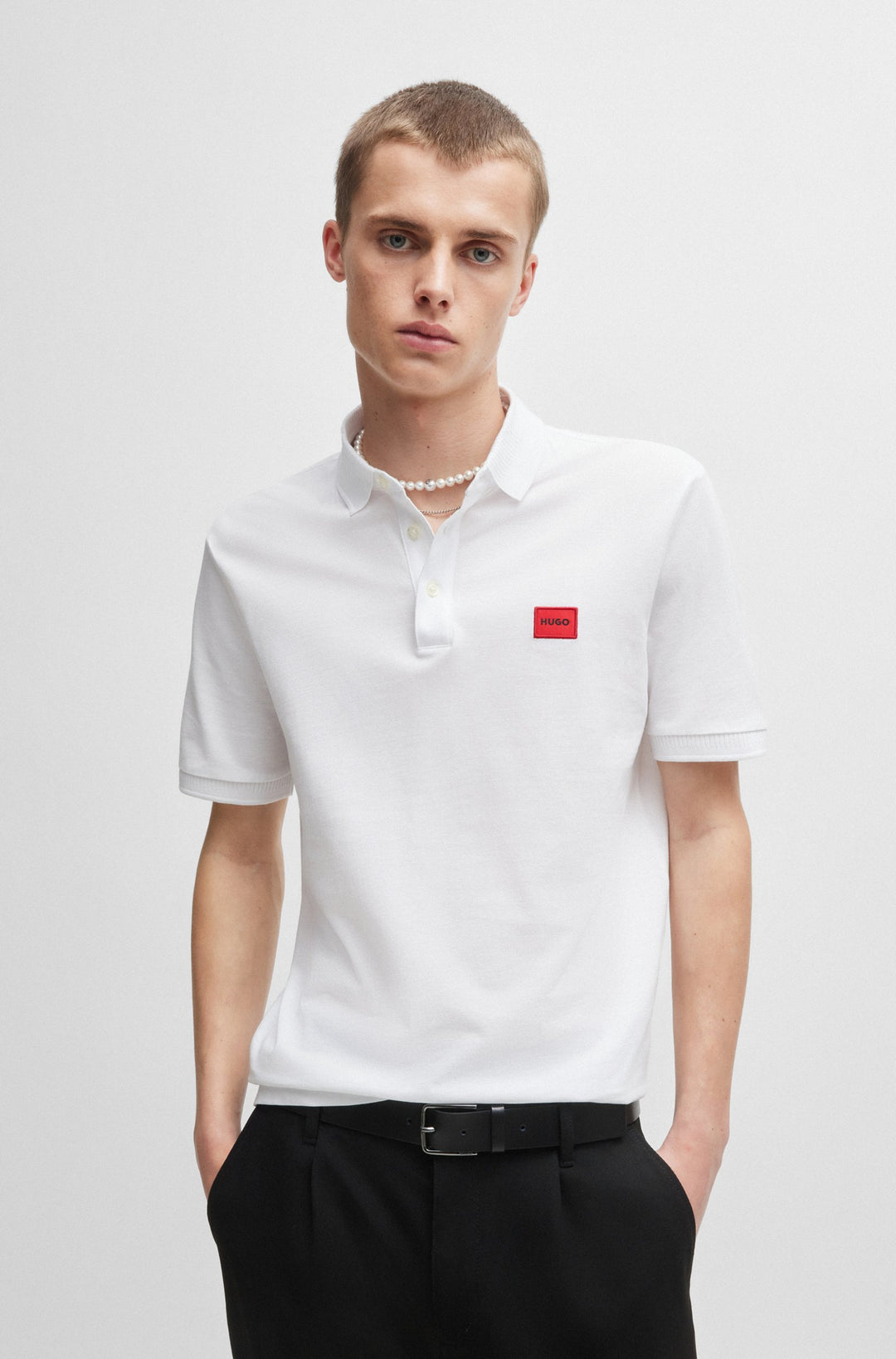 HUGO Polos Slim Fit in Cotton - DERESO232 10231467 01-50490770- Concorde Fashion#color_white-100