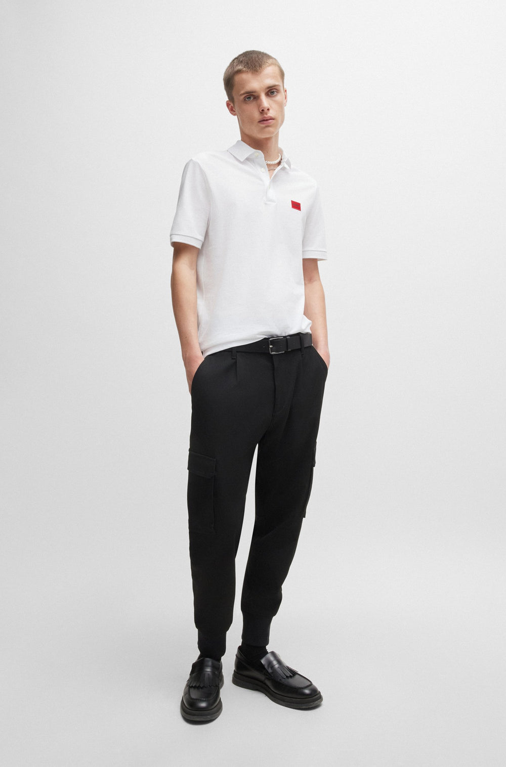 HUGO Polos Slim Fit in Cotton - DERESO232 10231467 01-50490770- Concorde Fashion#color_white-100