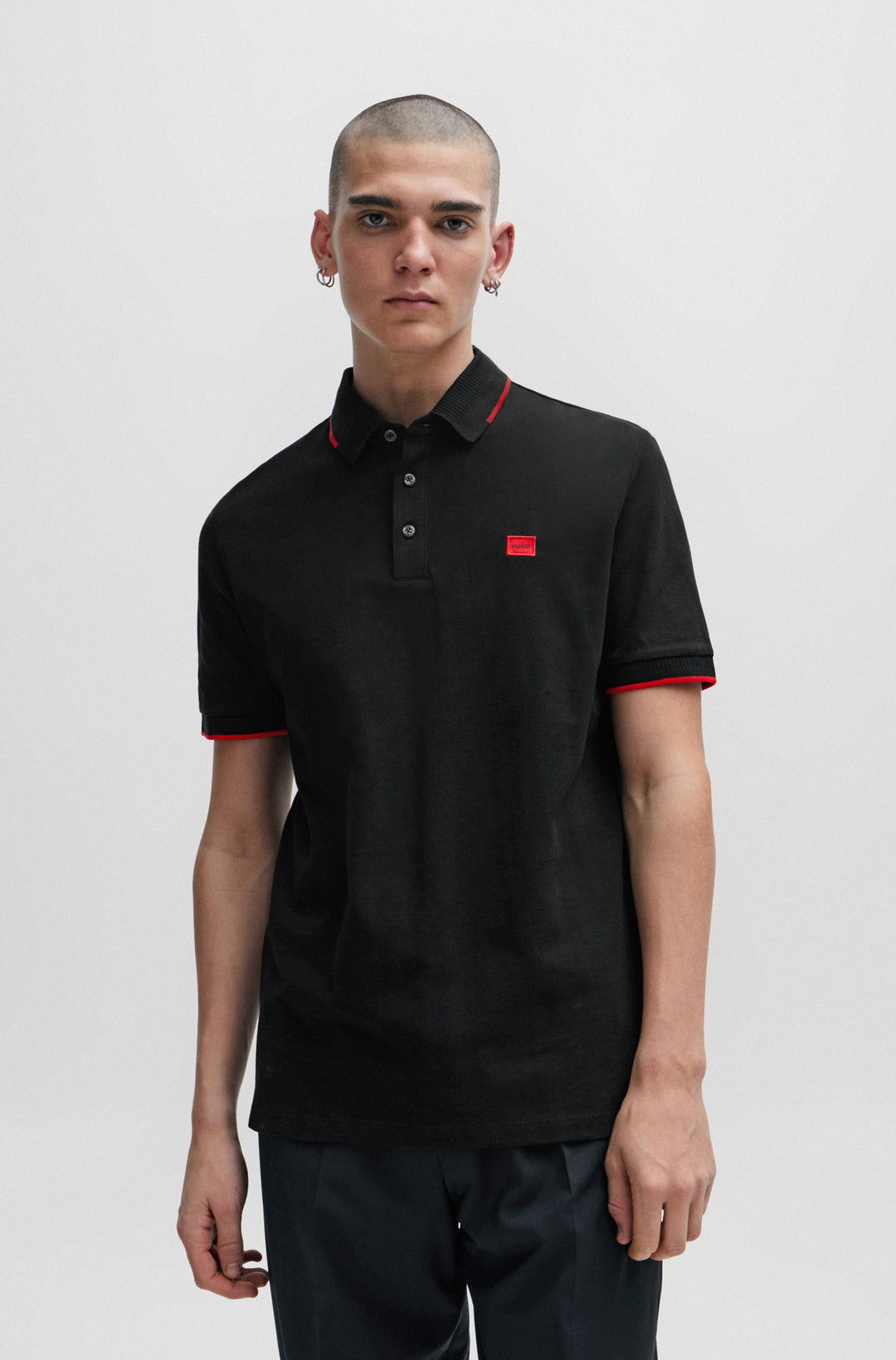 HUGO Slim Fit Polos in Cotton - DERESINO232 10231467 01-50490775- Concorde Fashion#color_black-001