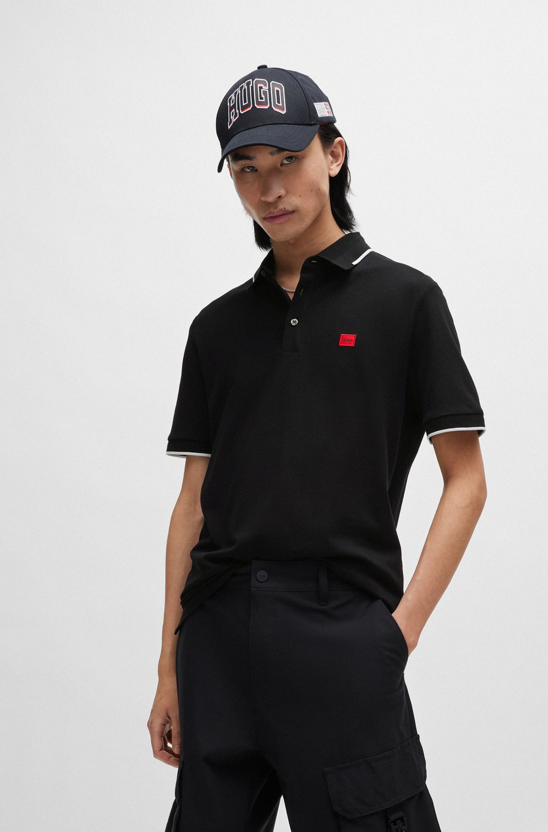 HUGO RED Slim Fit Polos in Cotton - DERESINO232 10231467 01-50490775- Concorde Fashion#color_black-002