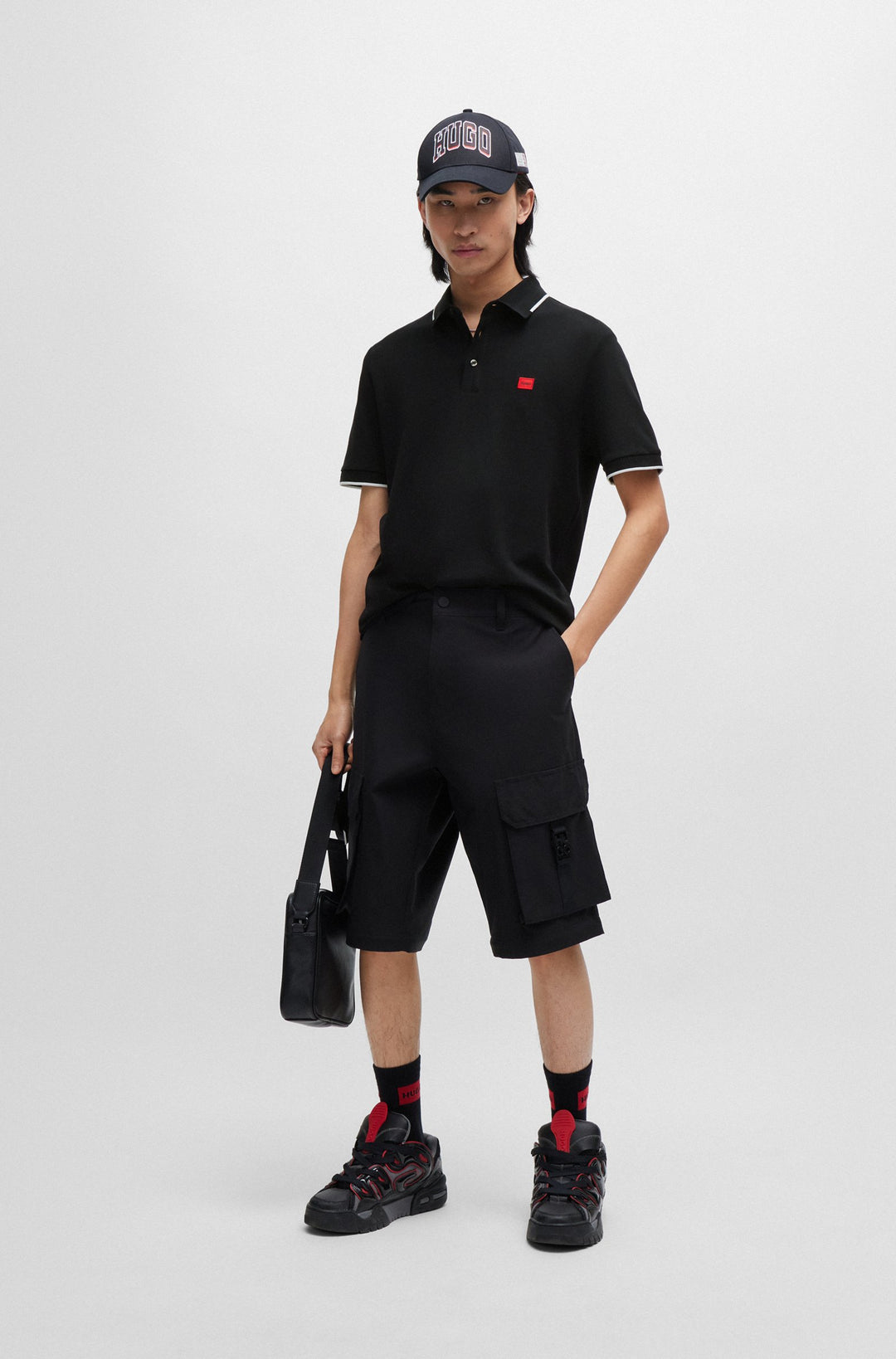 HUGO RED Slim Fit Polos in Cotton - DERESINO232 10231467 01-50490775- Concorde Fashion#color_black-002