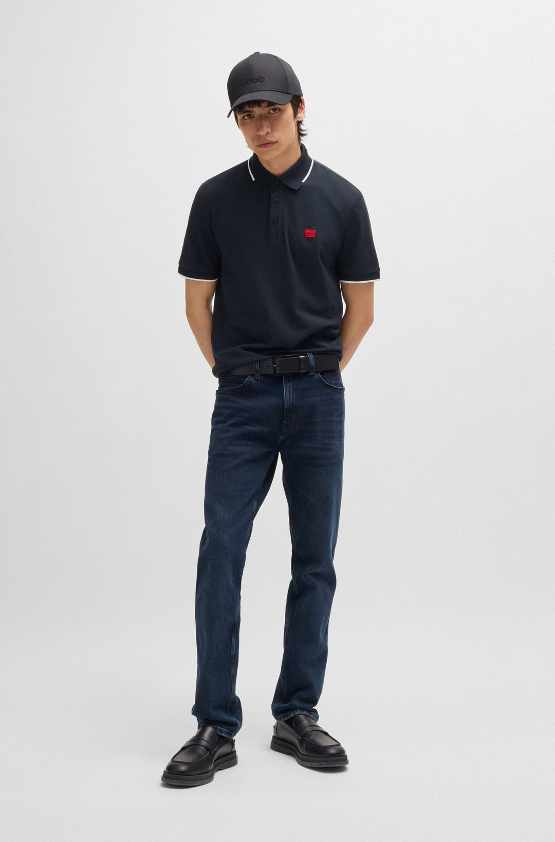HUGO Polos Slim Fit in Cotton - DERESINO232 10231467 01-50490775- Concorde Fashion#color_navy-405
