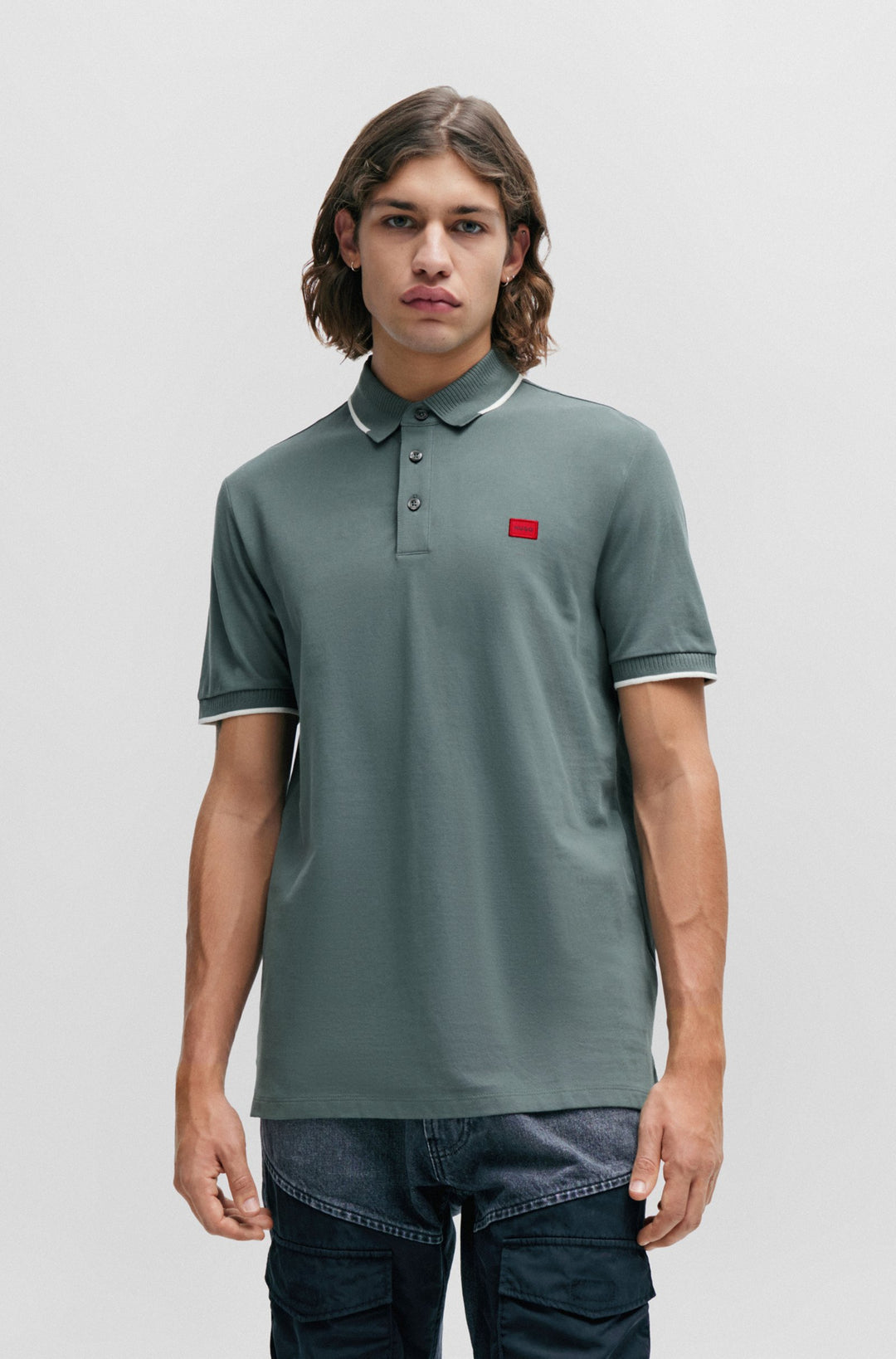 HUGO Slim Fit Polos in Cotton - DERESINO232 10231467 01-50490775- Concorde Fashion#color_green-307