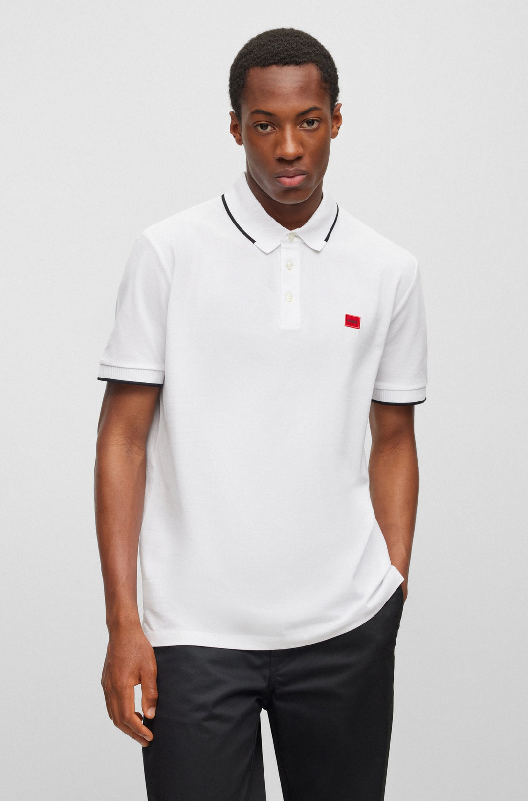 HUGO Slim Fit Polos in Cotton - DERESINO232 10231467 01-50490775- Concorde Fashion#color_white-120