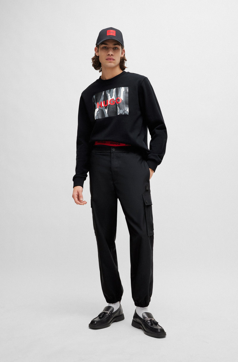HUGO RED Regular Fit Sweatshirts in Cotton - DURAGOL_U242 10233395 01-50513335- Concorde Fashion#color_black-001
