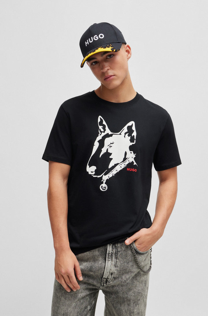 HUGO Regular Fit T-Shirts in Cotton - DAMMOCK 10233396 01-50504916- Concorde Fashion#color_black-001