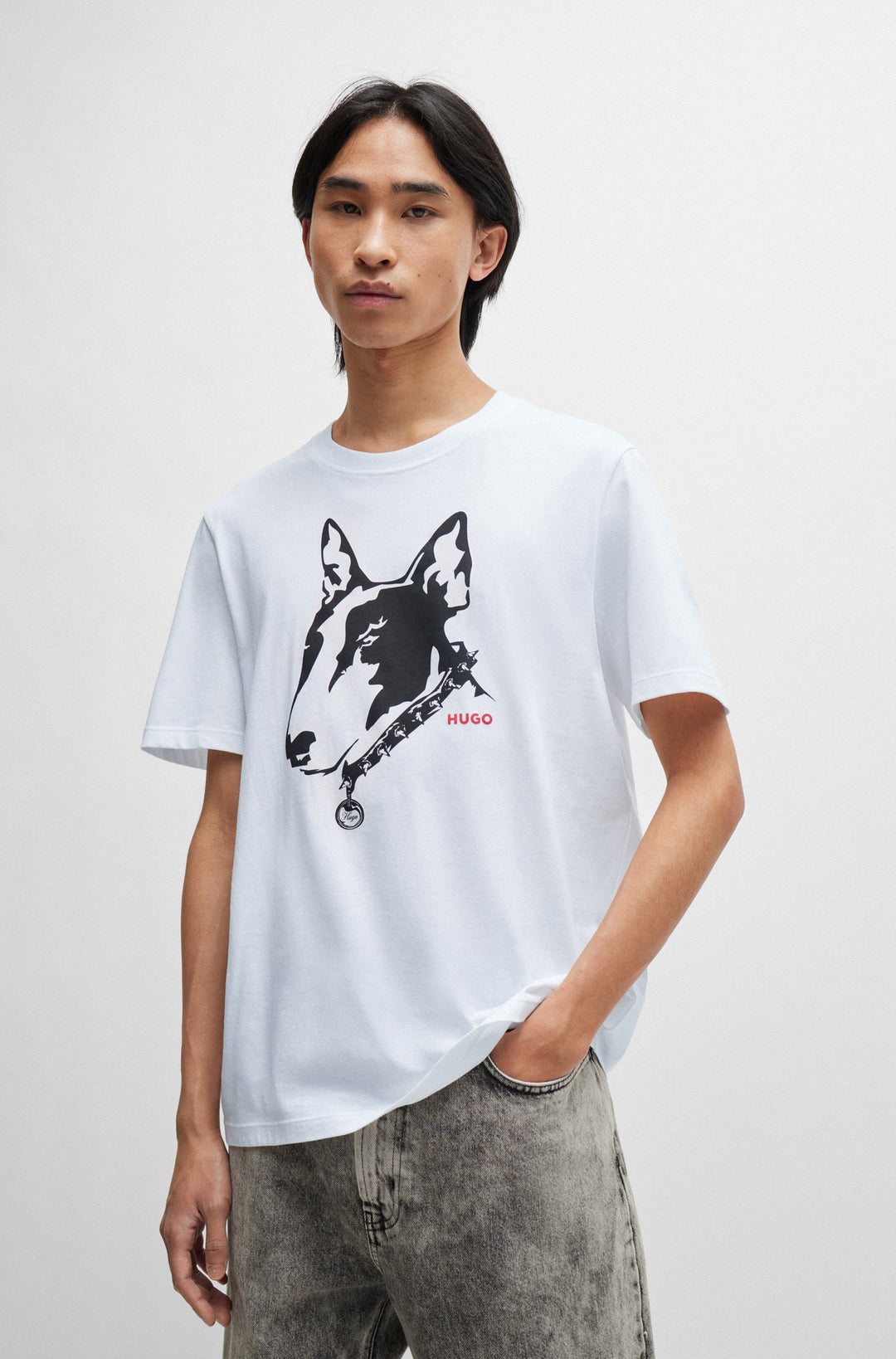 HUGO Regular Fit T-Shirts in Cotton - DAMMOCK 10233396 01-50504916- Concorde Fashion#color_white-100