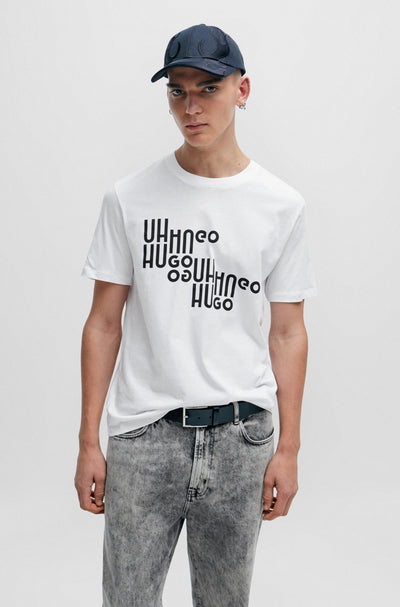 HUGO Regular Fit T-Shirts in Cotton - DAVALON 10233396 01-50504936- Concorde Fashion#color_white-100