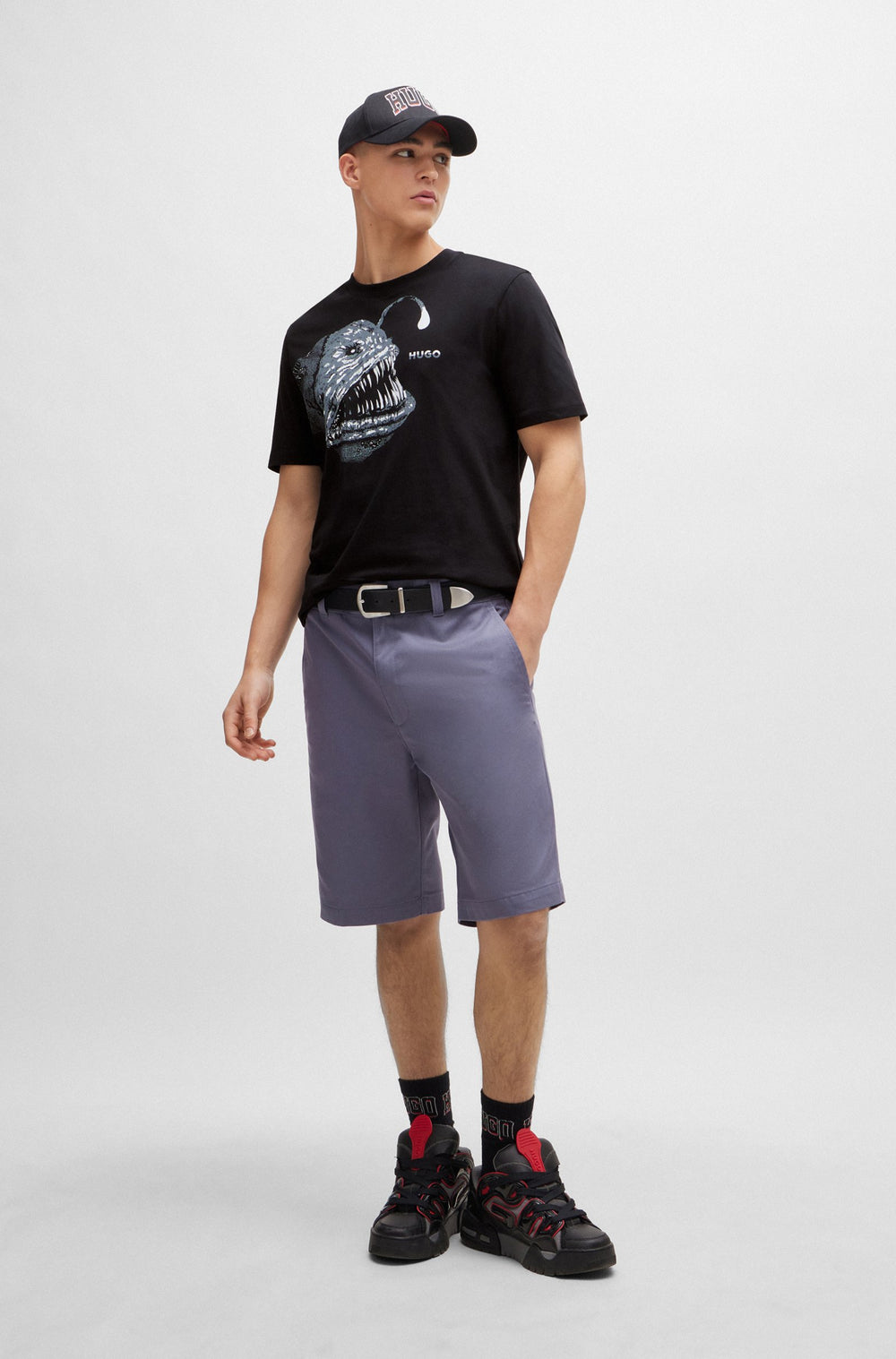 HUGO RED Regular Fit T-Shirts in Cotton - DIBEACH 10233396 01-50513812- Concorde Fashion#color_black-001