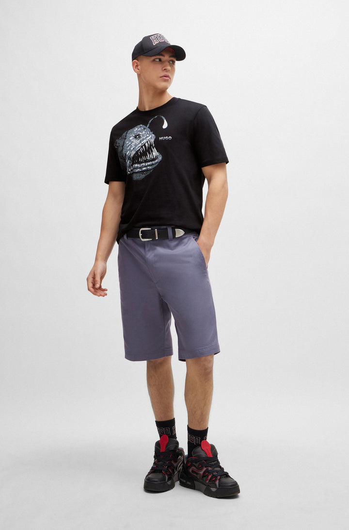 HUGO RED Regular Fit T-Shirts in Cotton - DIBEACH 10233396 01-50513812- Concorde Fashion#color_black-001