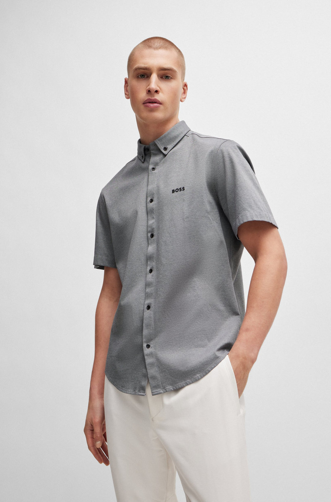 BOSS Regular Fit Casual Shirts in Cotton - B_MOTION_S 10233753 02-50512005- Concorde Fashion#color_grey-052