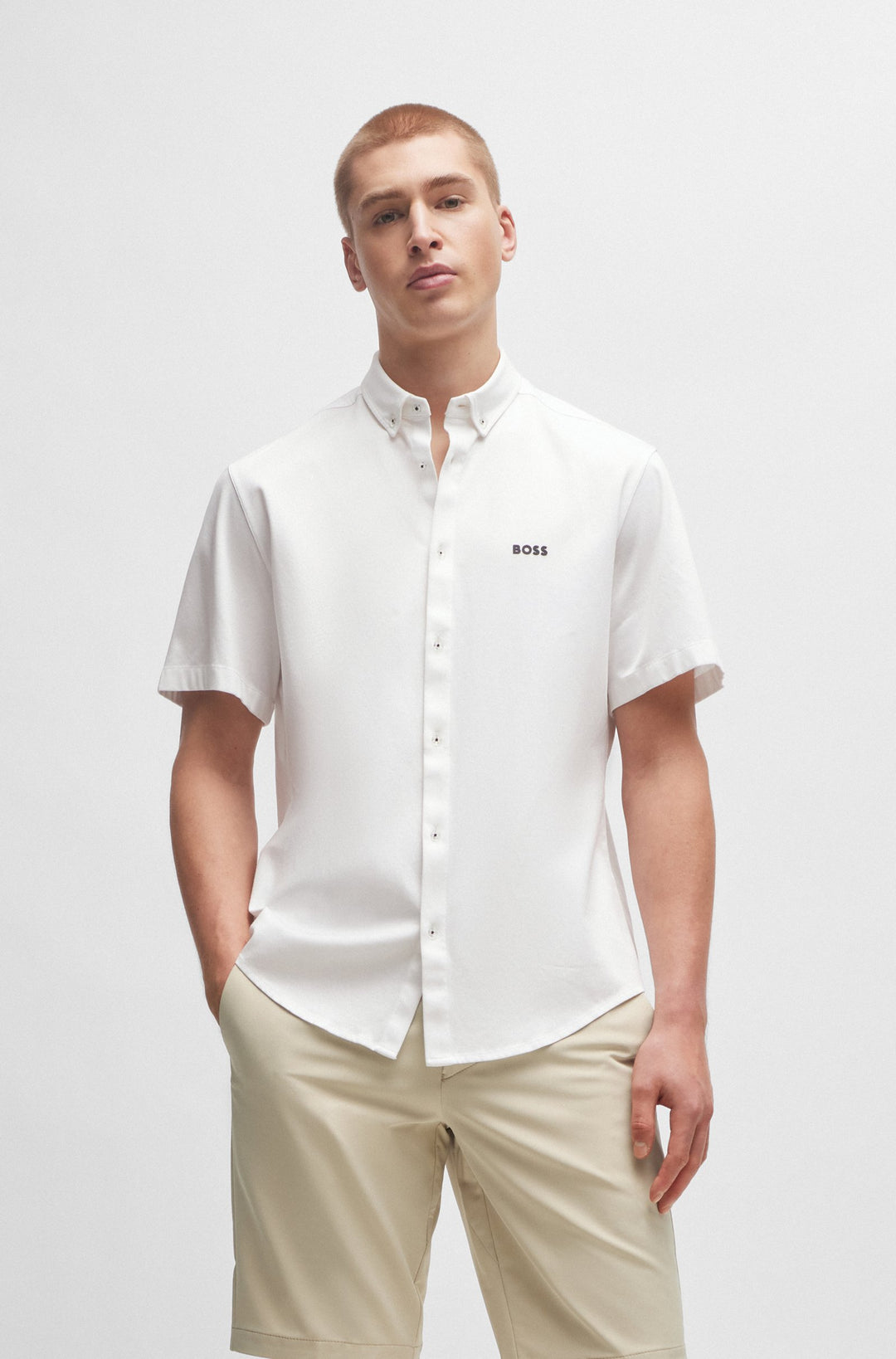 BOSS Regular Fit Casual Shirts in Cotton - B_MOTION_S 10233753 02-50512005- Concorde Fashion#color_white-100