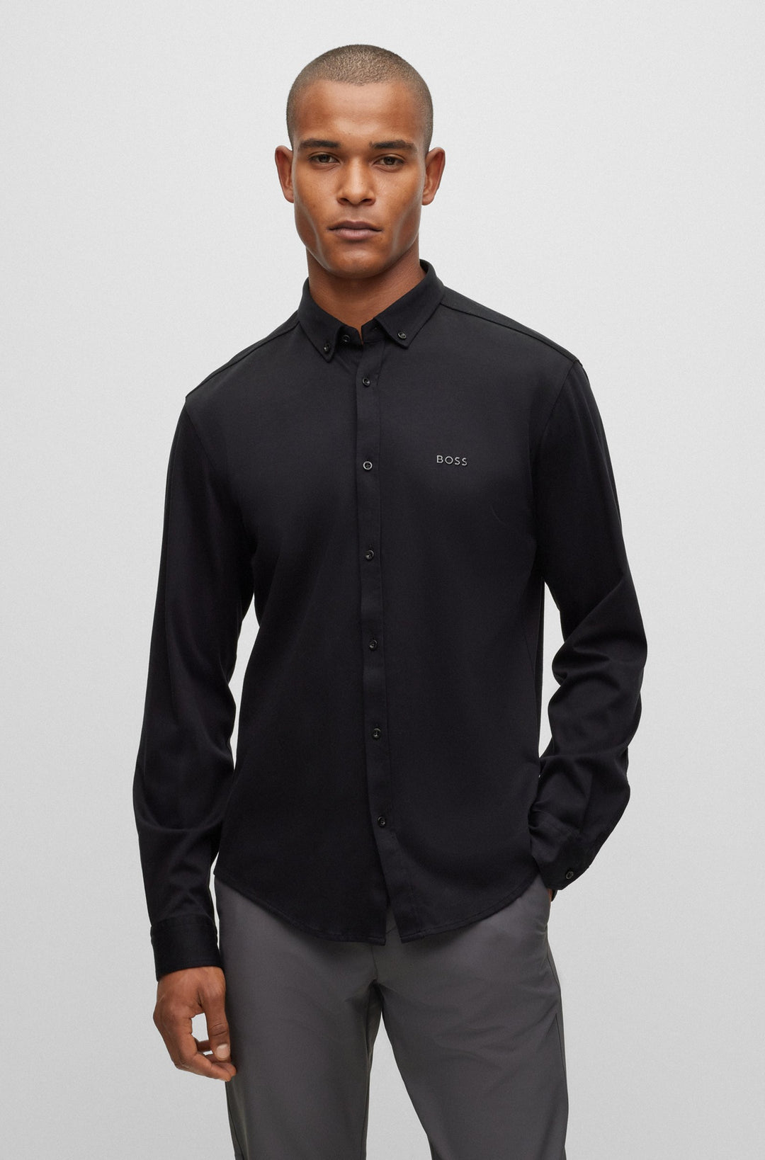 BOSS Regular Fit Casual Shirts in Cotton - BIADO_R 10233753 10-50497486- Concorde Fashion#color_black-002