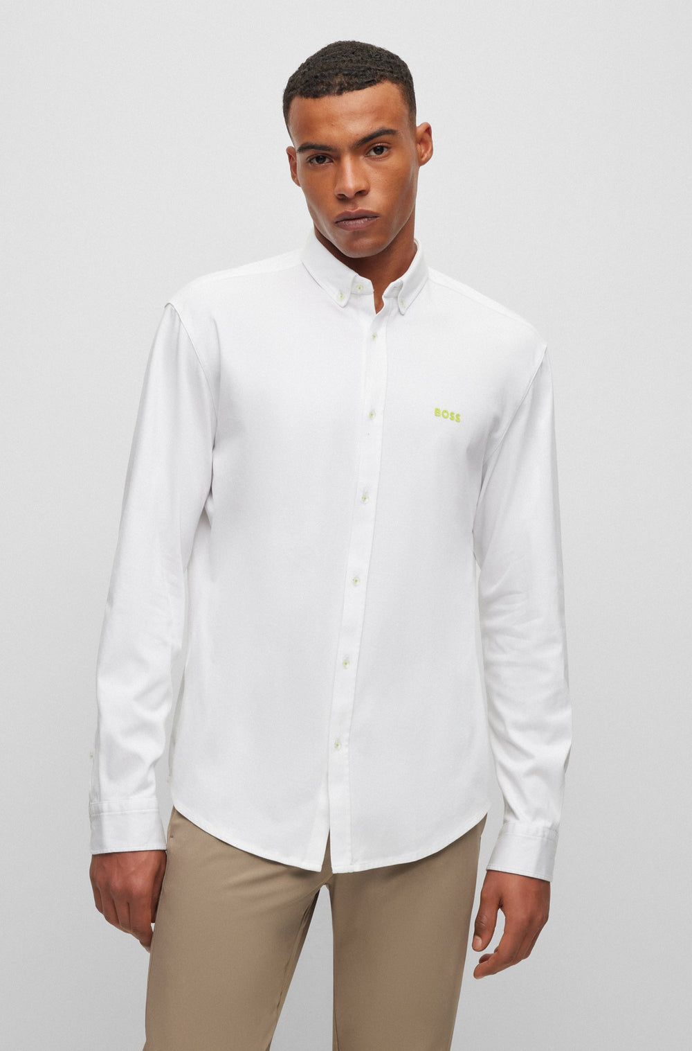BOSS Regular Fit Casual Shirts in Cotton - BIADO_R 10233753 10-50497486- Concorde Fashion#color_white-100