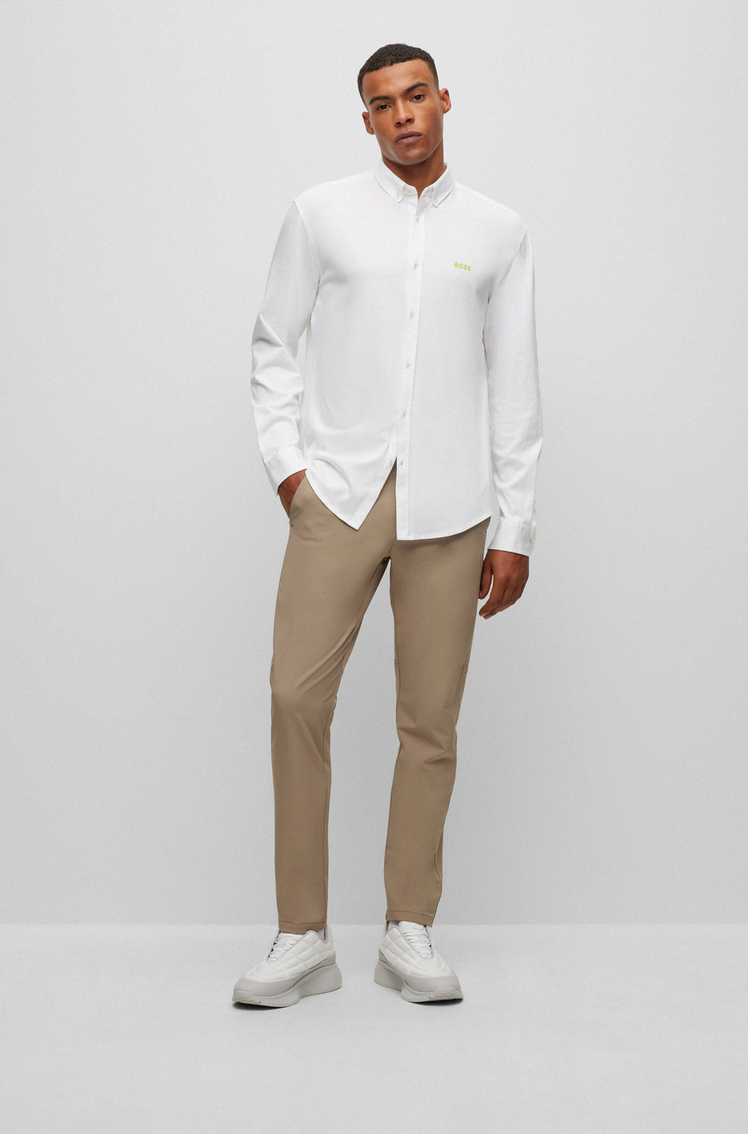 BOSS Regular Fit Casual Shirts in Cotton - BIADO_R 10233753 10-50497486- Concorde Fashion#color_white-100