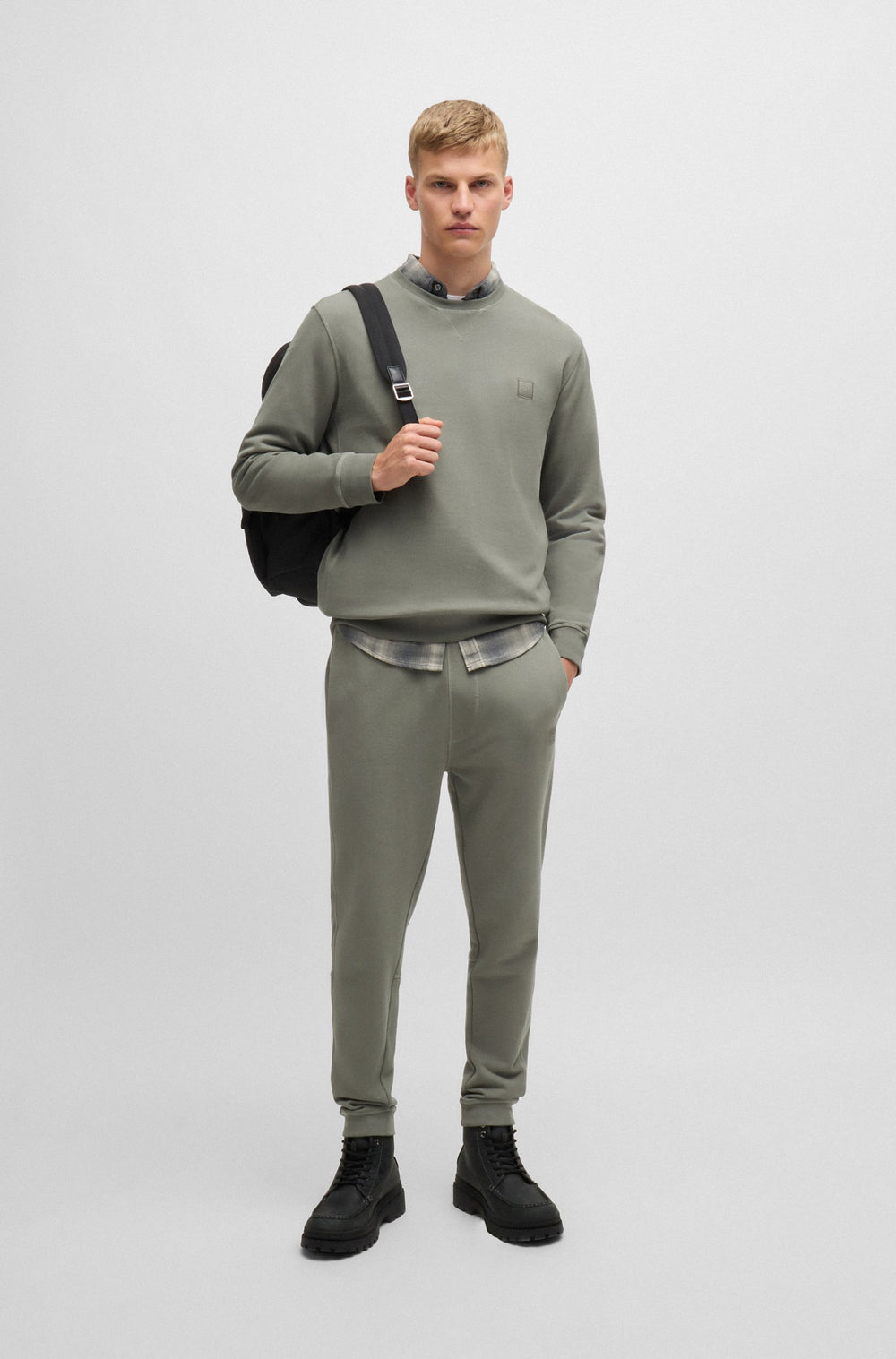 BOSS Jogging Pants Regular Fit in Cotton - SESTART 10234591 02-50509303- Concorde Fashion#color_grey-076