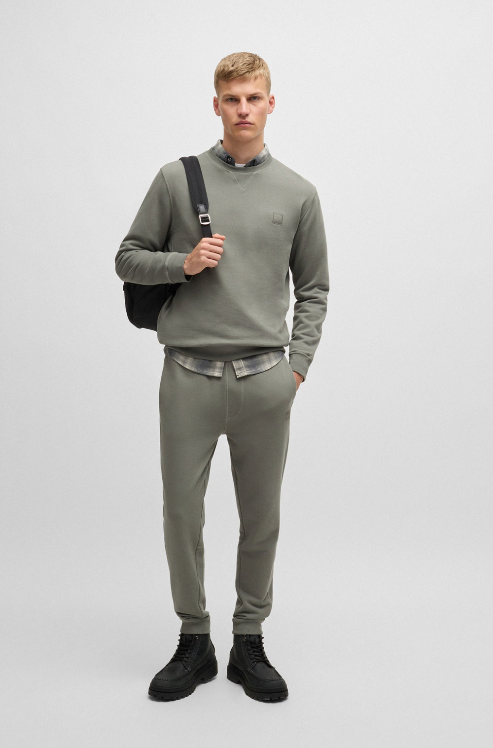 BOSS Sweatshirts Relaxed Fit in Cotton - WESTART 10234591 02-50509323- Concorde Fashion#color_grey-076