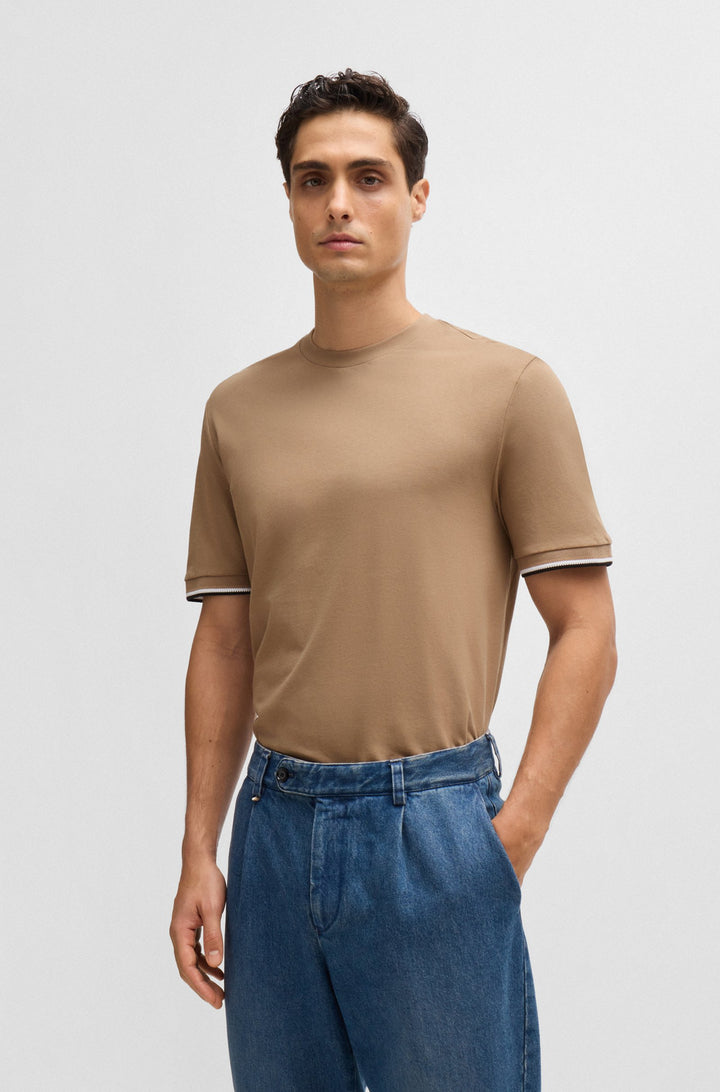 BOSS T-Shirts Regular Fit in Cotton - THOMPSON 04 10236129 01-50501097- Concorde Fashion#color_beige-282