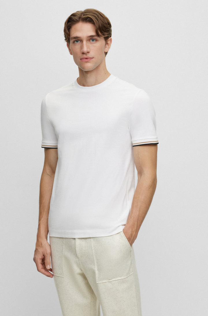 BOSS Regular Fit T-Shirts in Cotton - THOMPSON 04 10236129 01-50501097- Concorde Fashion#color_white-100