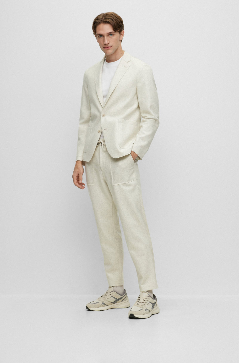 BOSS Regular Fit T-Shirts in Cotton - THOMPSON 04 10236129 01-50501097- Concorde Fashion#color_white-100