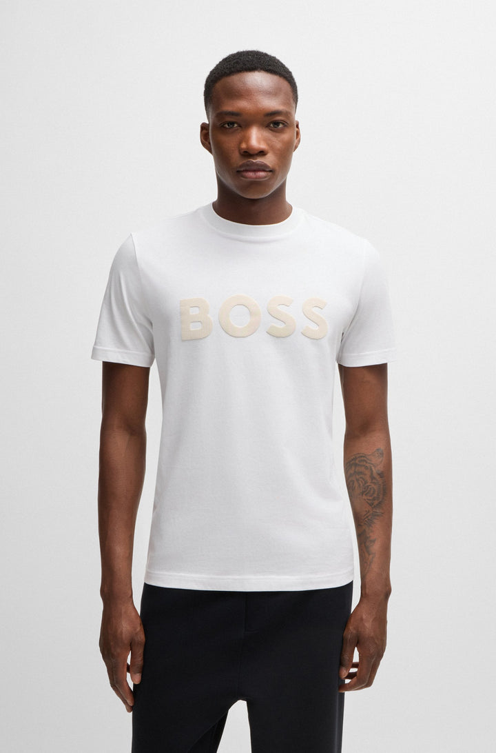 BOSS T-Shirts Regular Fit in Cotton - TEE MIRROR 2 10236129 01-50525087- Concorde Fashion#color_white-100