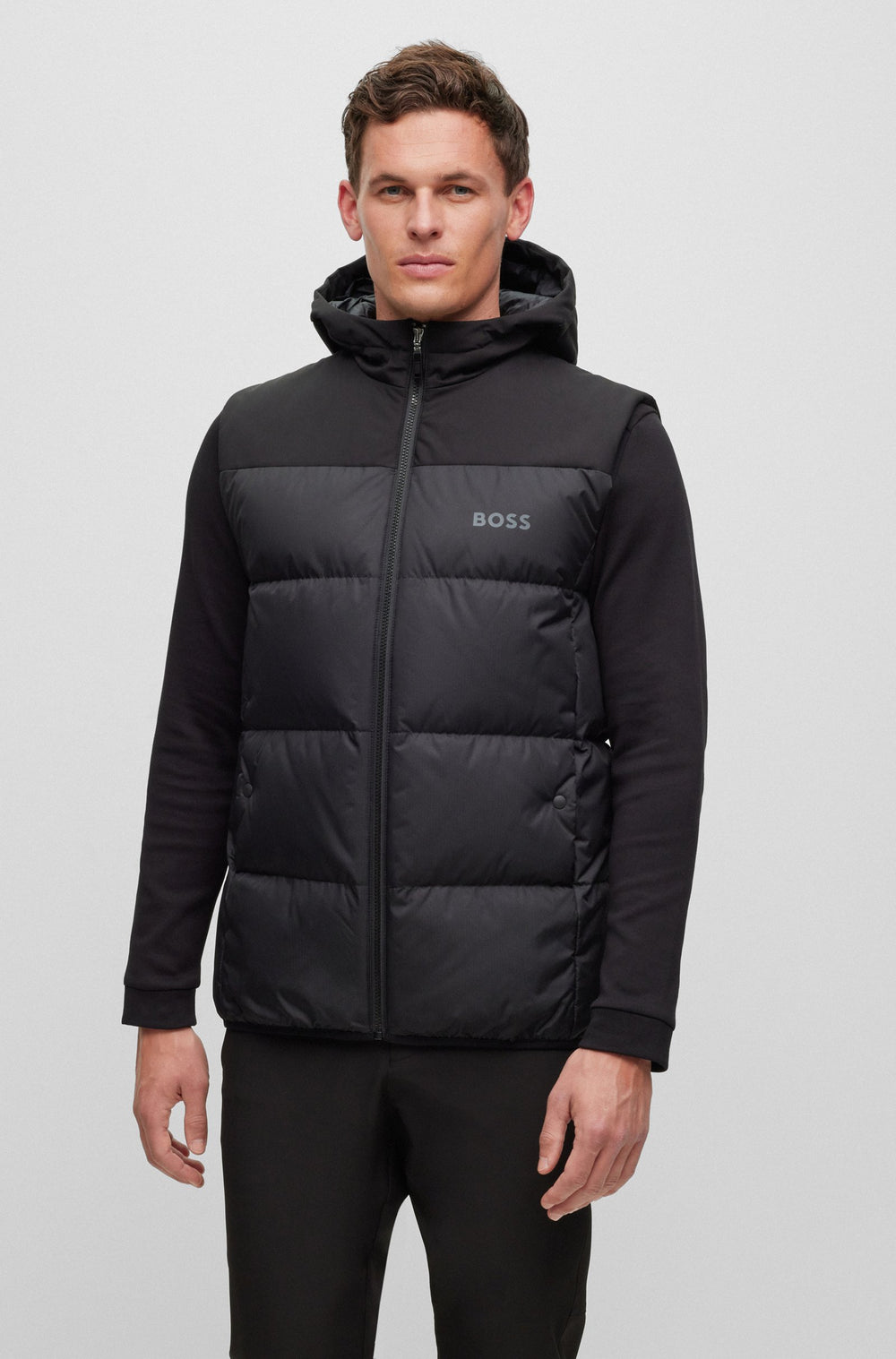 BOSS Regular Fit Vests in Polyester - V_HAMAR1 10237082 01-50497645- Concorde Fashion#color_black-001