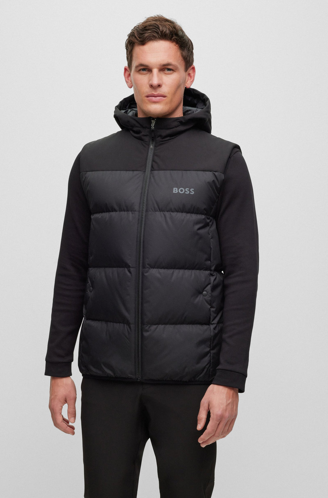 BOSS Regular Fit Vests in Polyester - V_HAMAR1 10237082 01-50497645- Concorde Fashion#color_black-001