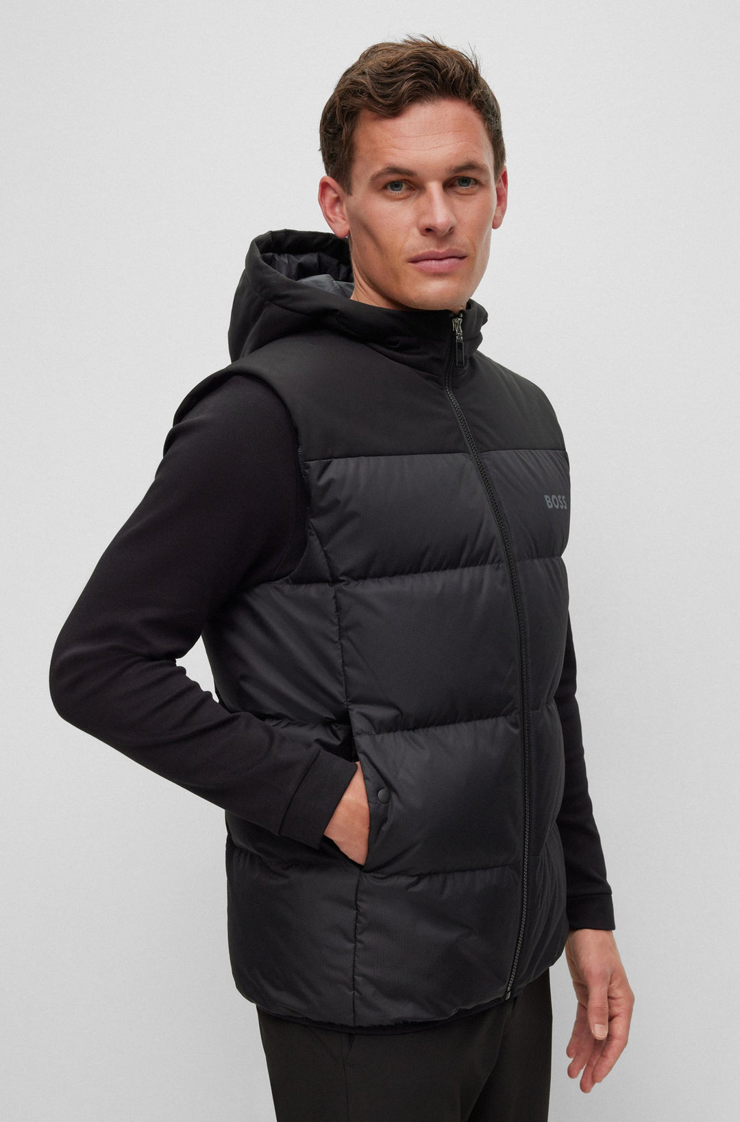 BOSS Regular Fit Vests in Polyester - V_HAMAR1 10237082 01-50497645- Concorde Fashion#color_black-001