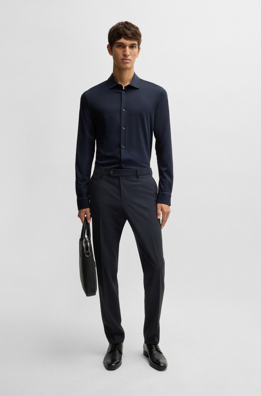 BOSS Trousers Slim Fit in Wool Mix - H-GENIUS-DTL-243 10237546 01-50530345- Concorde Fashion#color_navy-406