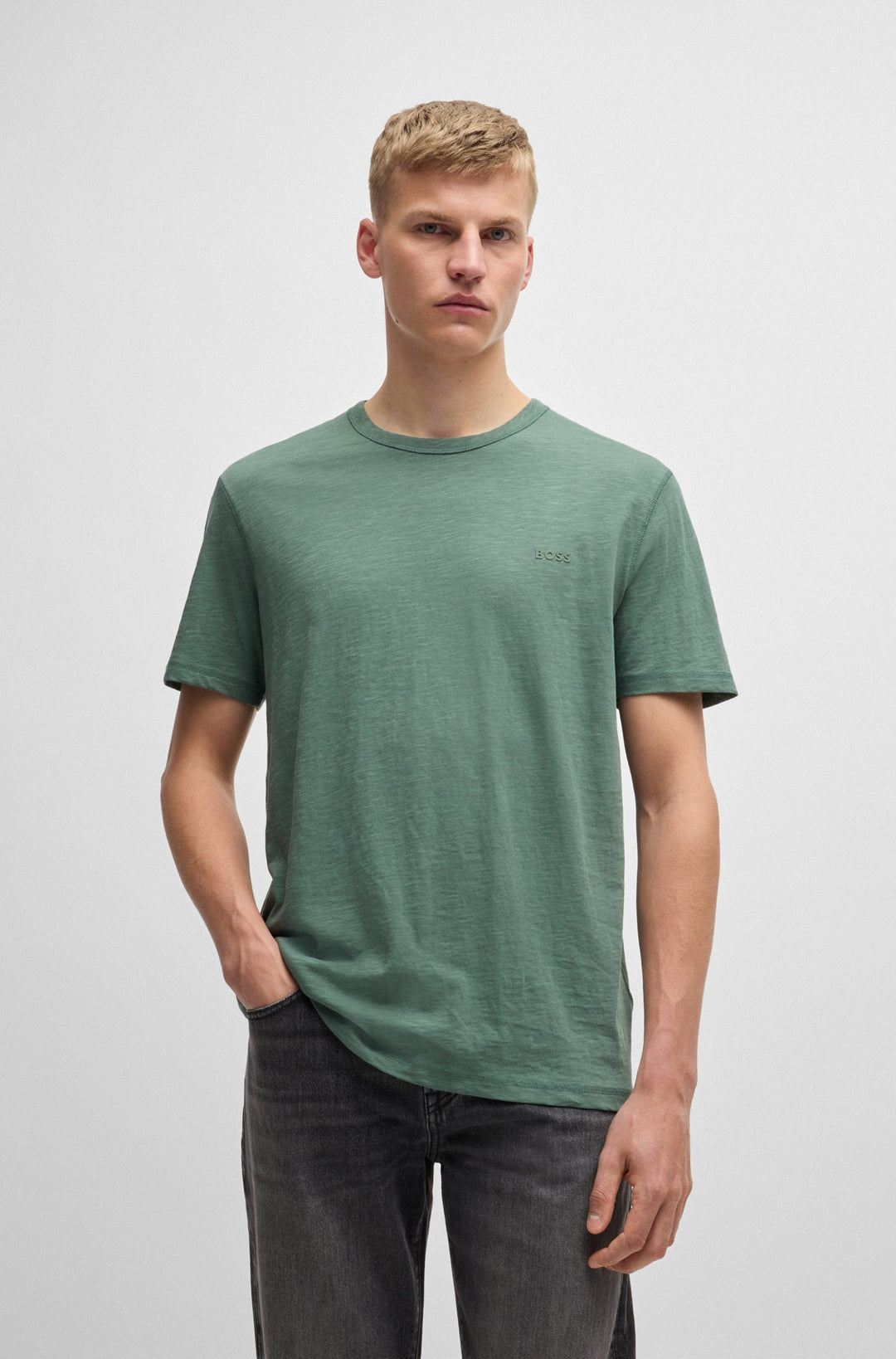 BOSS T-Shirts Regular Fit in Cotton - TEGOOD 10240843 01-50508243- Concorde Fashion#color_green-341