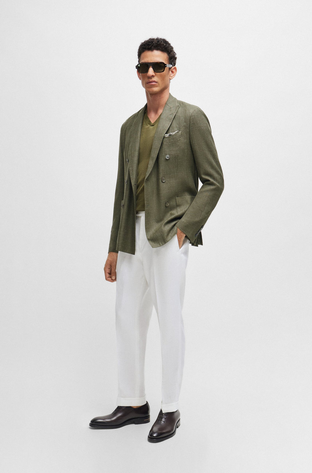 BOSS CAMEL Relaxed Fit Trousers in Linen - L-PEET-PLEAT-241 10240922 01-50514383- Concorde Fashion#color_white-100