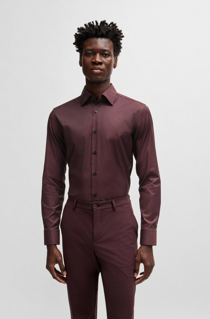 BOSS Formal Shirts Slim Fit in Nylon - P-HANK-KENT-C1-222 10241343 02-50503356- Concorde Fashion#color_red-605