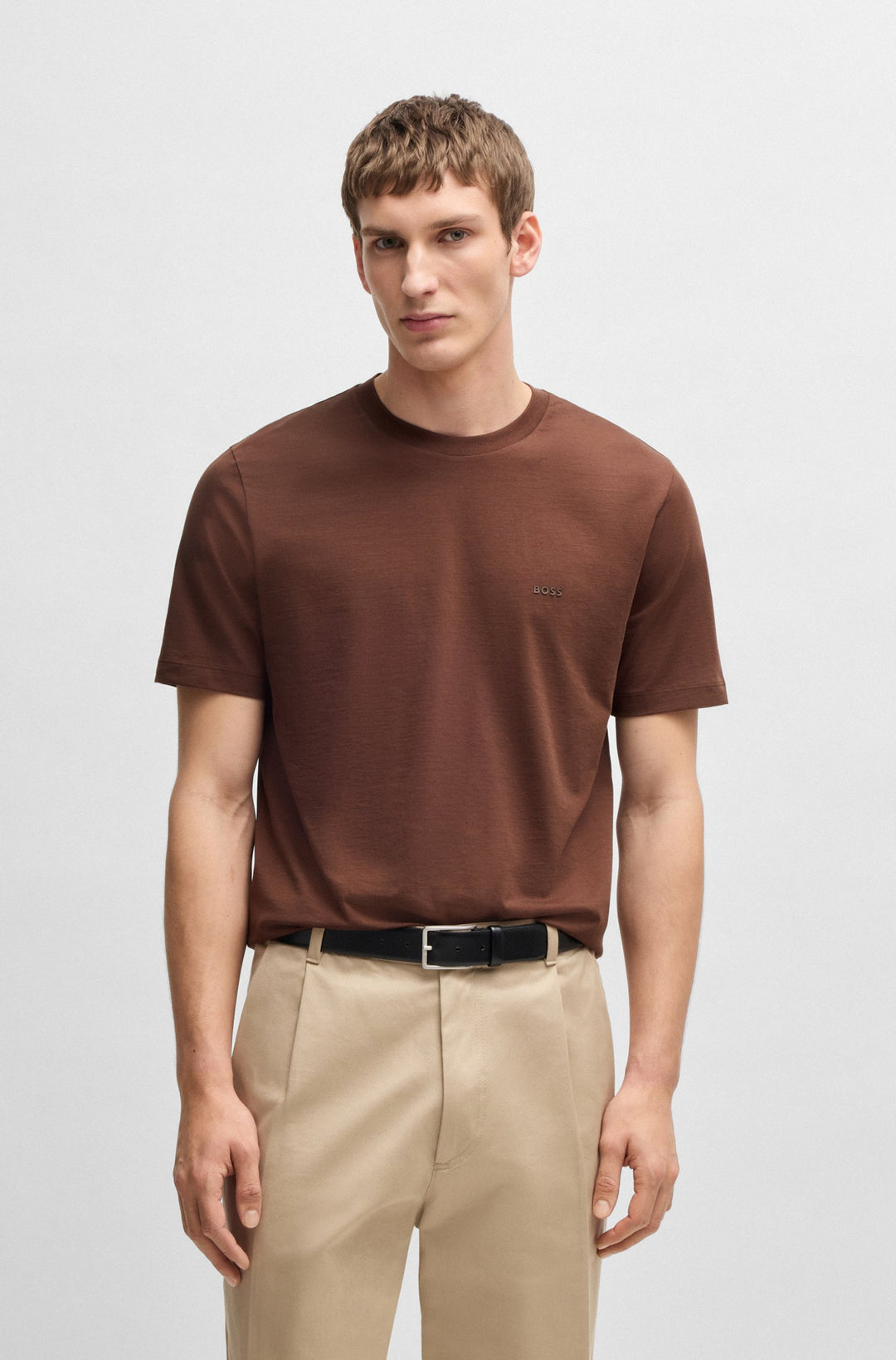 BOSS T-Shirts Regular Fit in Cotton - THOMPSON 01 10241525 01-50468347- Concorde Fashion#color_brown-204
