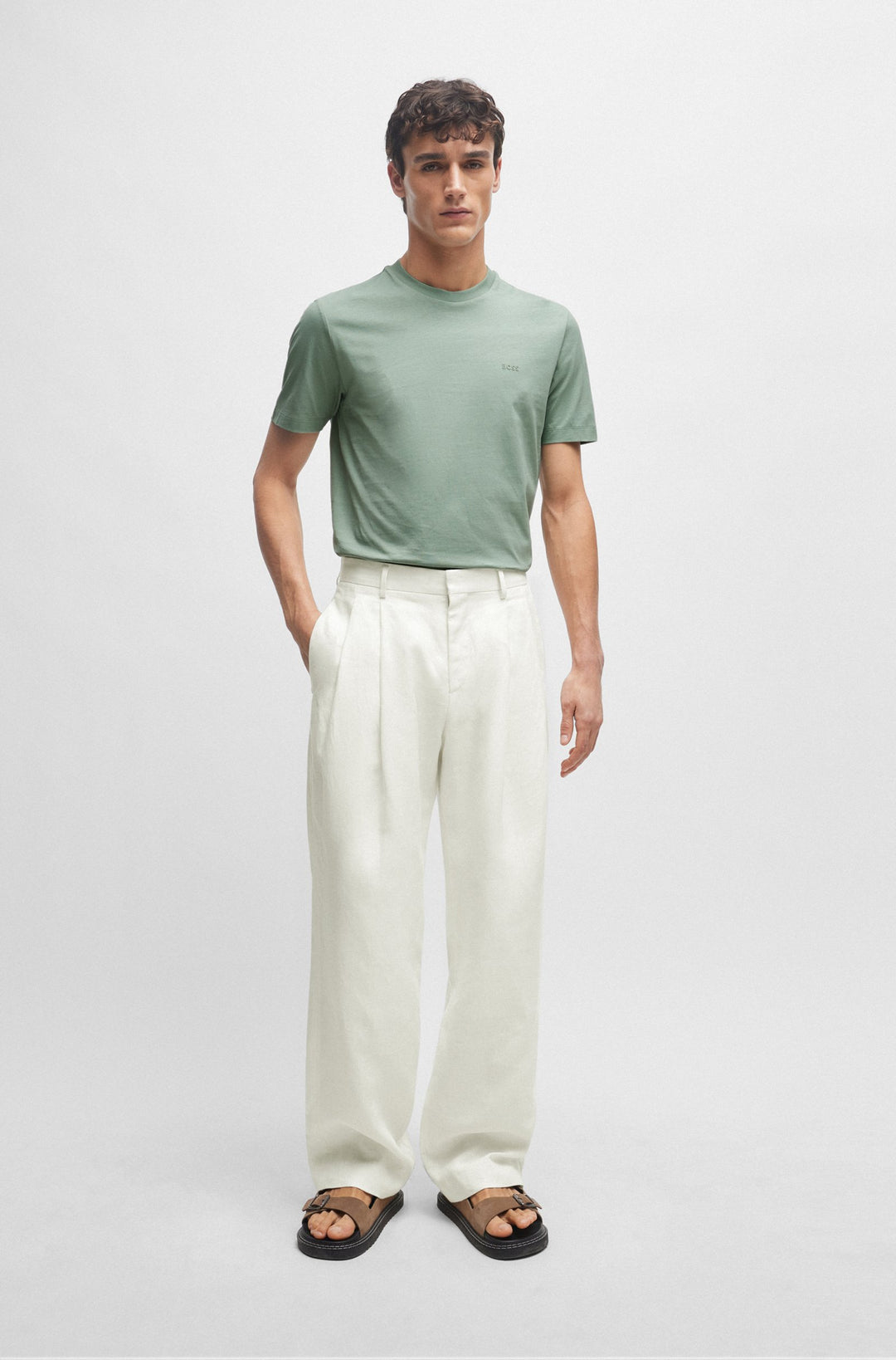 BOSS T-Shirts Regular Fit in Cotton - THOMPSON 01 10241525 01-50468347- Concorde Fashion#color_green-373