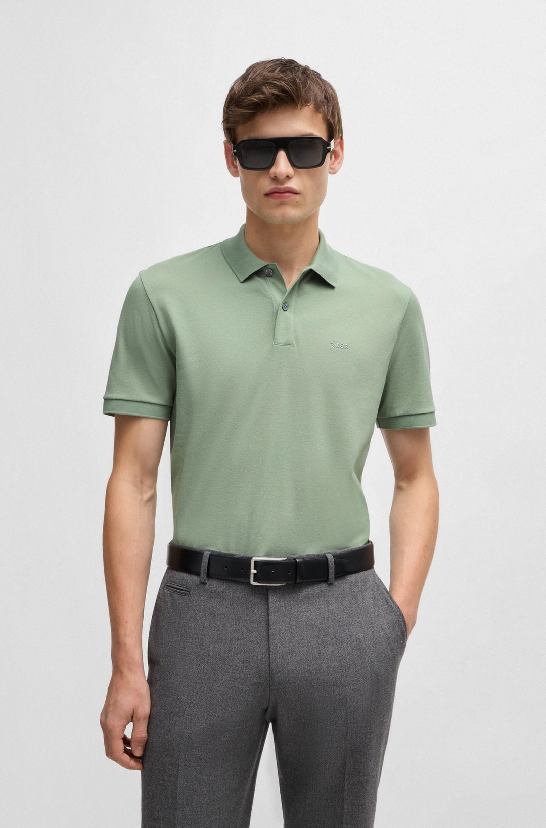 BOSS Polos Regular Fit in Cotton - PALLAS 10241531 01-50468362- Concorde Fashion#color_green-330
