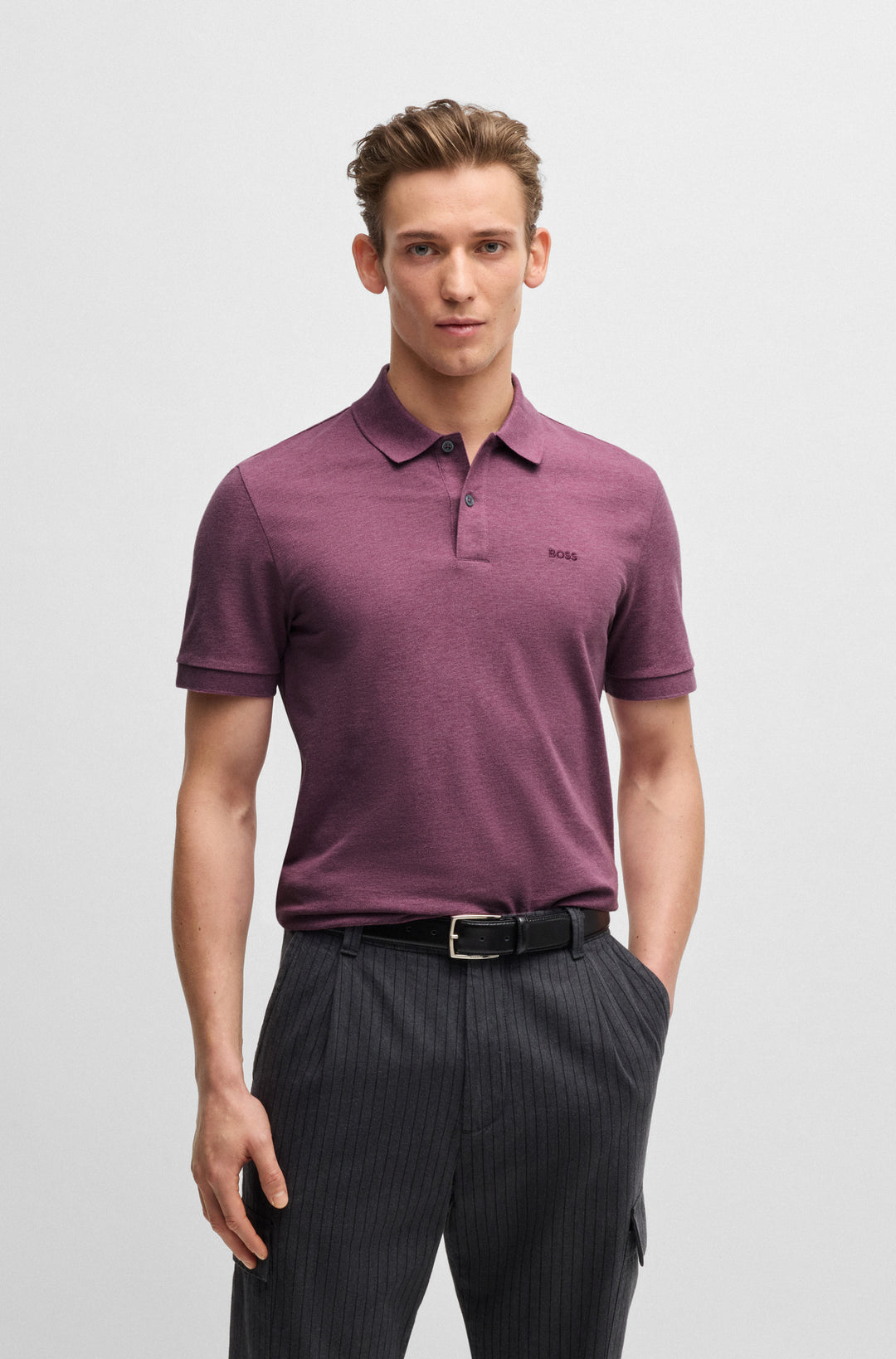 BOSS Polos Regular Fit in Cotton - PALLAS 10241531 01-50468362- Concorde Fashion#color_purple-535