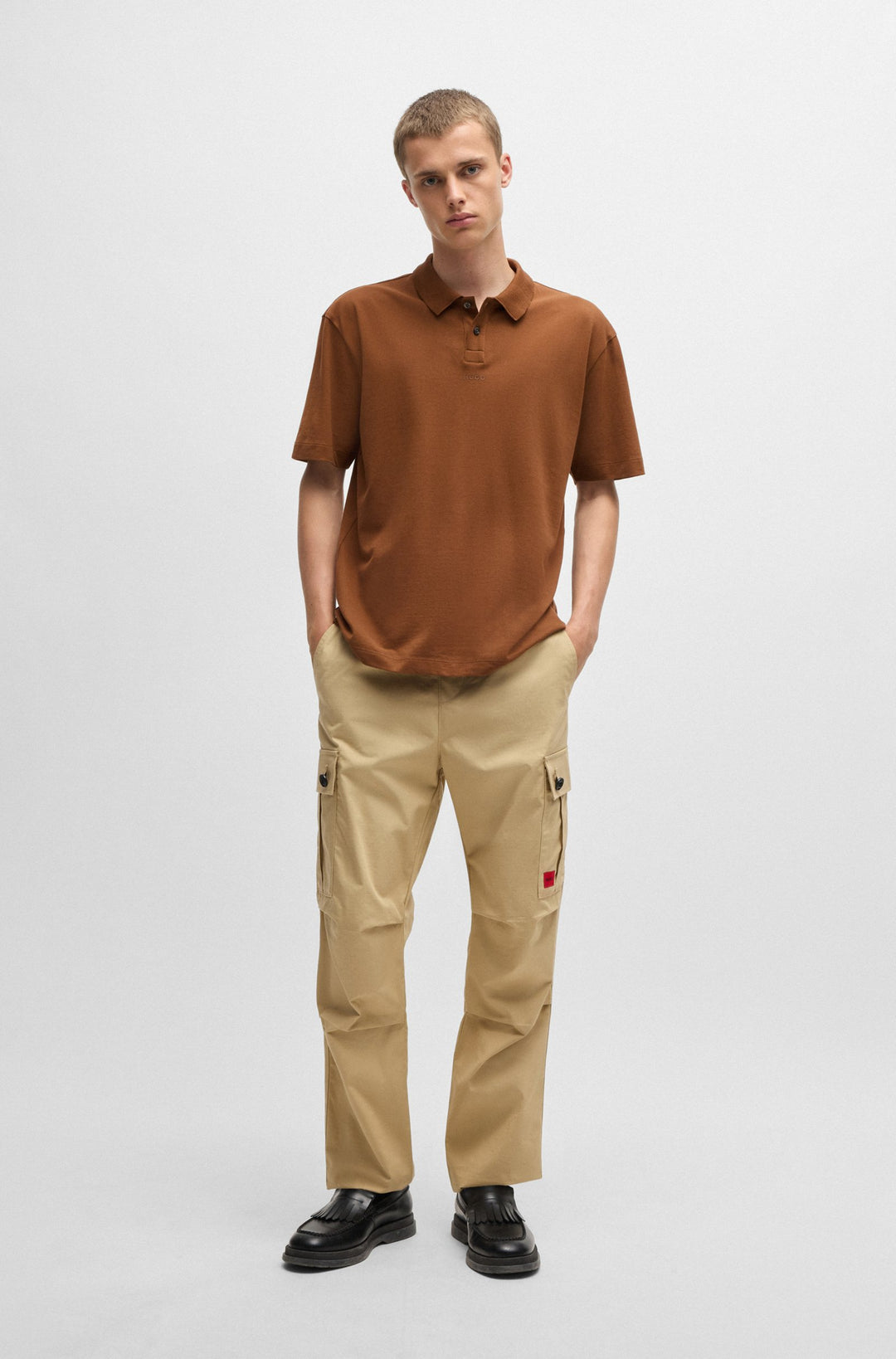 HUGO Polos Relaxed Fit in Cotton - DANGULA 10241531 01-50493206- Concorde Fashion#color_brown-212