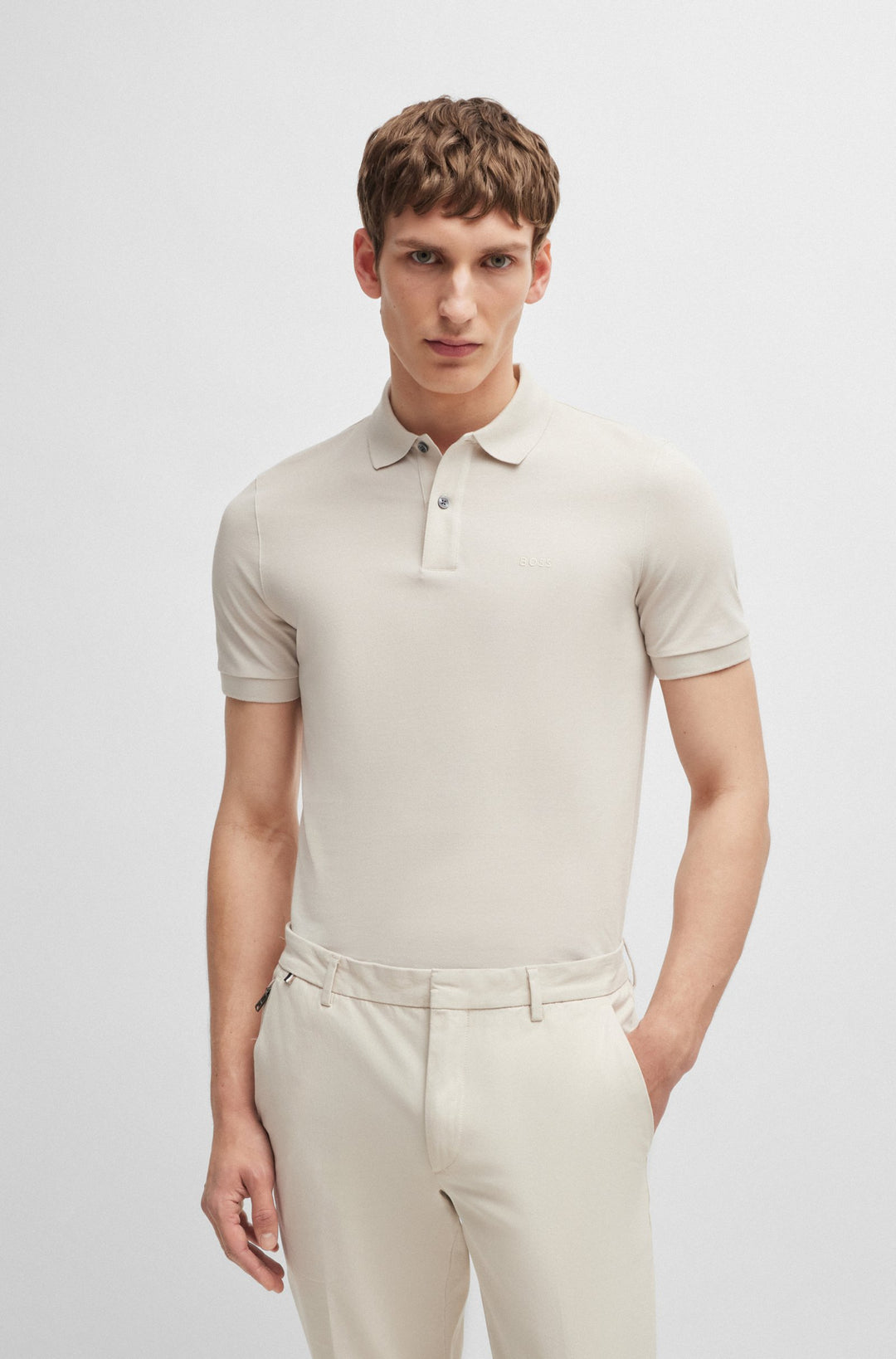 BOSS Regular Fit Polos in Cotton - PALLAS 10241531 02-50468301- Concorde Fashion#color_white-131