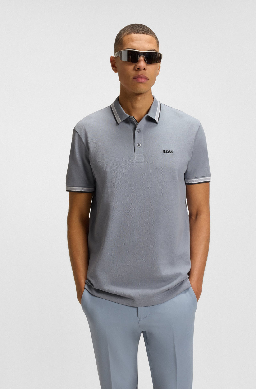 BOSS Regular Fit Polos in cotton - PADDY 10241663 01-50469055- Concorde Fashion#color_grey-026