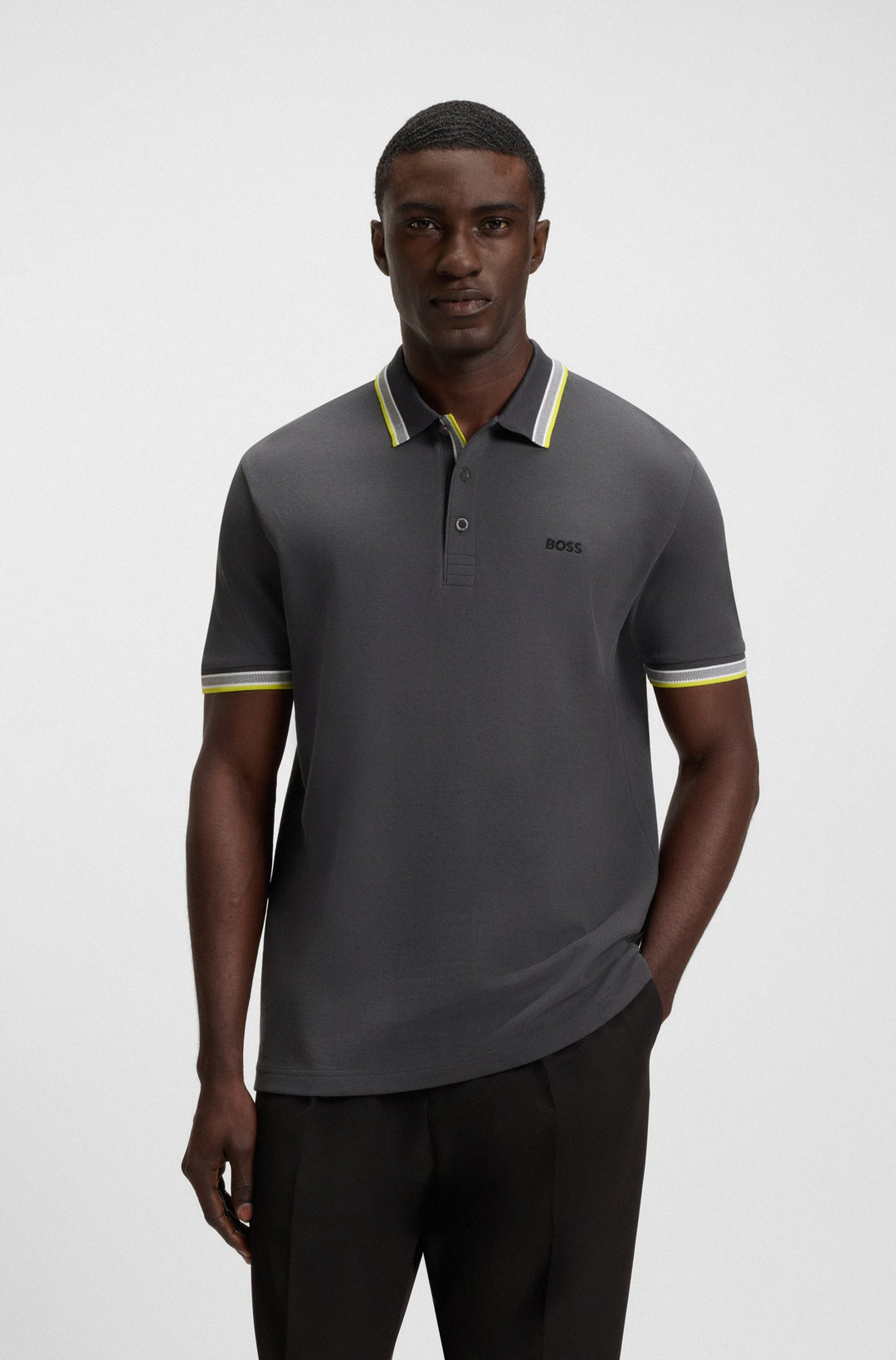 BOSS Regular Fit Polos in cotton - PADDY 10241663 01-50469055- Concorde Fashion#color_grey-029