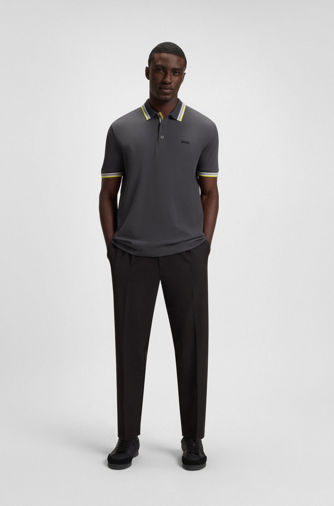 BOSS Regular Fit Polos in cotton - PADDY 10241663 01-50469055- Concorde Fashion#color_grey-029