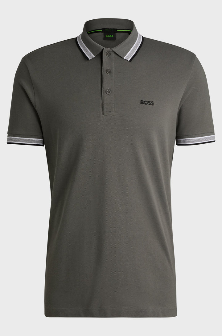 BOSS Regular Fit Polos in cotton - PADDY 10241663 01-50469055- Concorde Fashion#color_grey-054