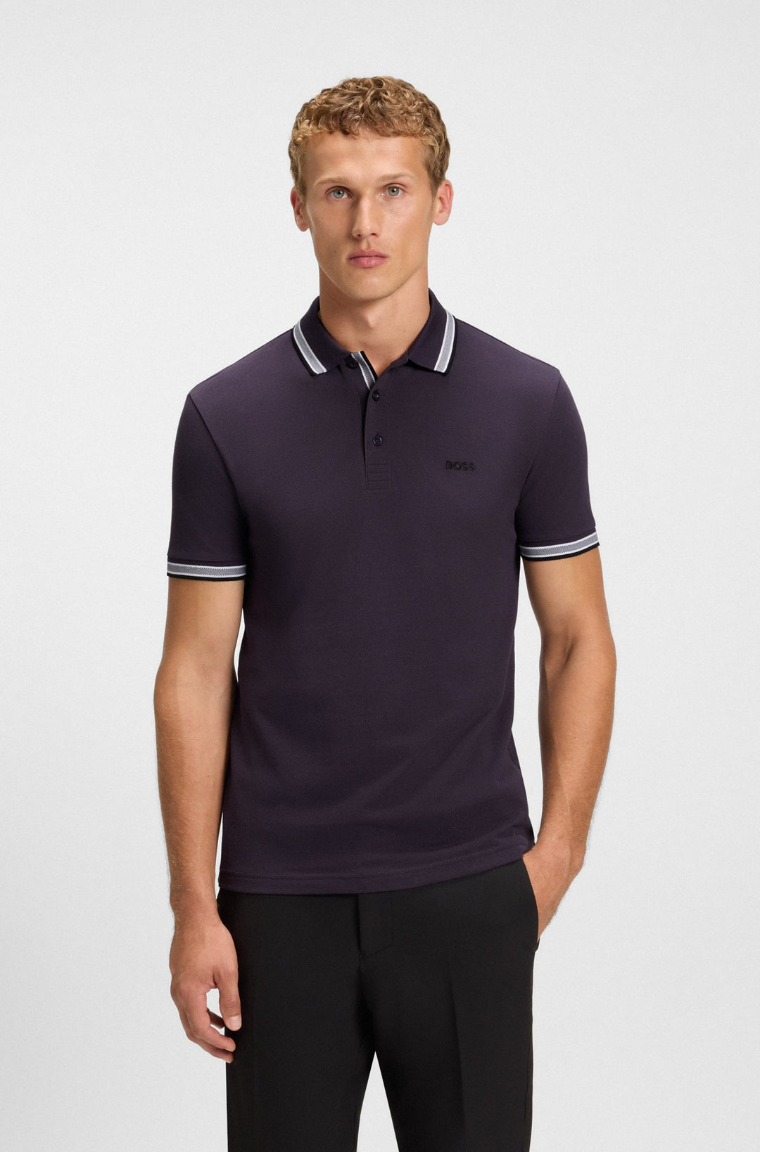 BOSS Regular Fit Polos in cotton - PADDY 10241663 01-50469055- Concorde Fashion#color_purple-517