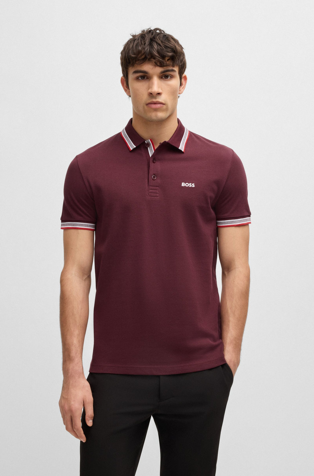 BOSS Regular Fit Polos in cotton - PADDY 10241663 01-50469055- Concorde Fashion#color_red-614