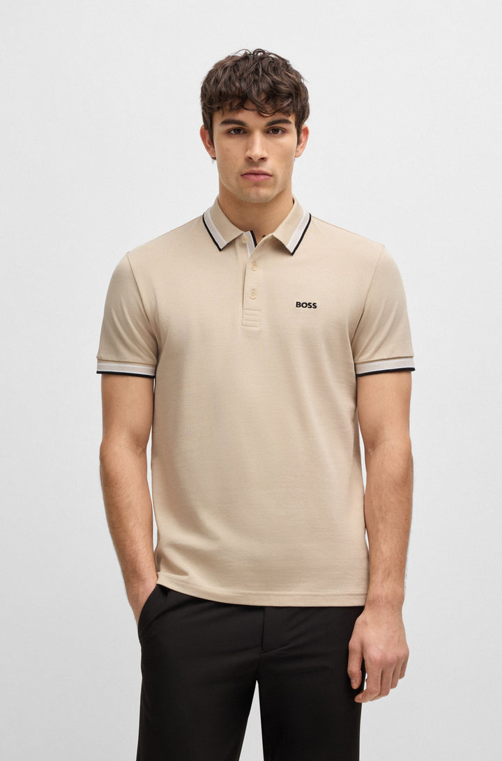BOSS Regular Fit Polos in cotton - PADDY 10241663 01-50469055- Concorde Fashion#color_beige-284