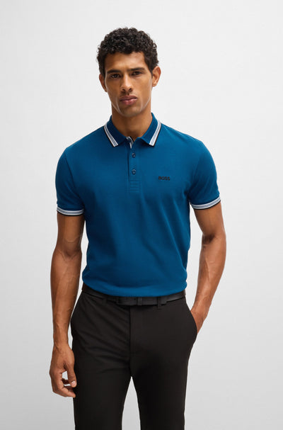 BOSS Regular Fit Polos in cotton - PADDY 10241663 01-50469055- Concorde Fashion#color_blue-494